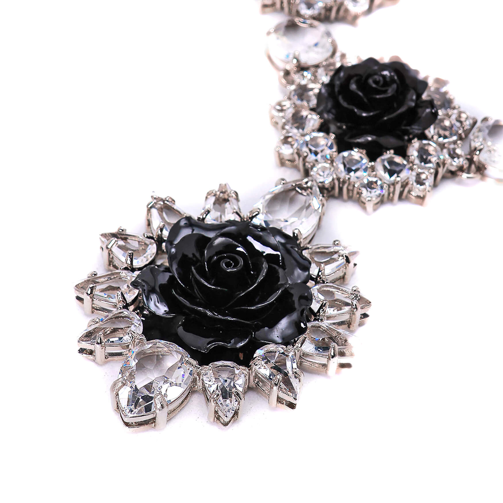 Prada - Black Floral Crystal Necklace